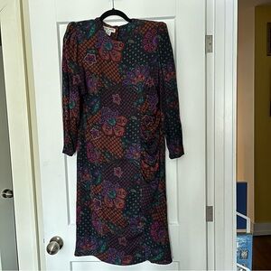 Exquisite 💯 Silk Asymmetrical Ruching Hanae Mori Vintage Designer Dress